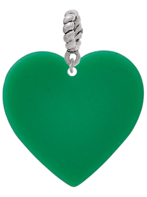 Acrylic 1" Green Heart Rope Charm Bead Dangle