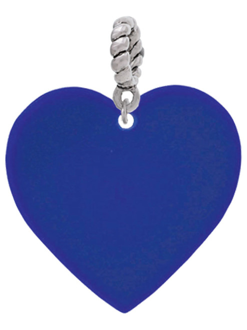 Acrylic 1" Navy Blue Heart Rope Charm Bead Dangle