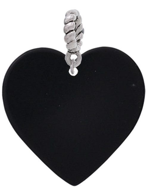 Acrylic 1" Black Heart Rope Charm Bead Dangle