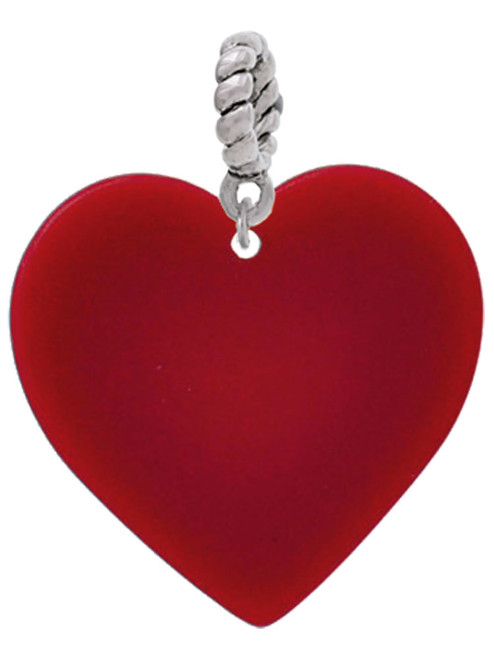 Acrylic 1" Maroon Heart Rope Charm Bead Dangle