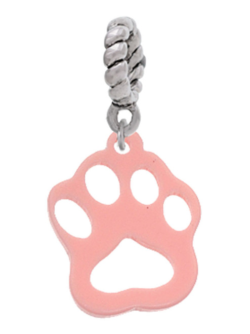 Acrylic Small Paw Light Pink Rope Charm Bead Dangle