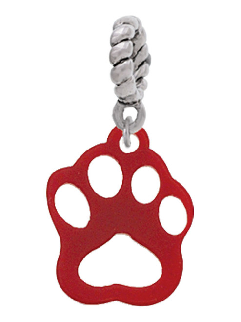 Acrylic Small Paw Maroon Rope Charm Bead Dangle