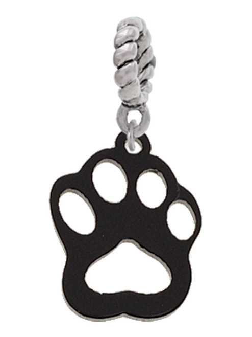 Acrylic Small Paw Black Rope Charm Bead Dangle