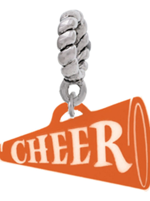 Acrylic 3/4" Orange Cheer Megaphone Rope Charm Bead Dangle