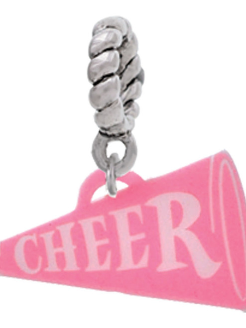 Acrylic 3/4" Hot Pink Cheer Megaphone Rope Charm Bead Dangle