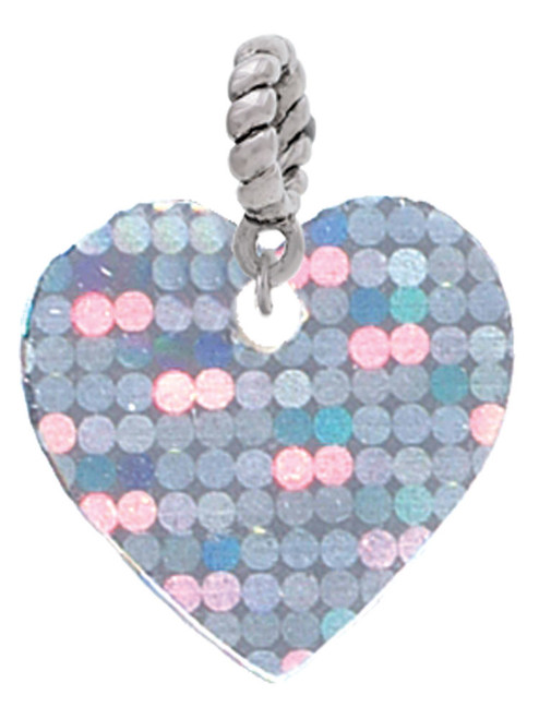 Acrylic Small Hologram Heart Rope Charm Bead Dangle