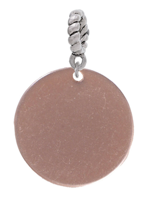 Acrylic 7/8" Disc Rose Gold Tone Rope Charm Bead Dangle