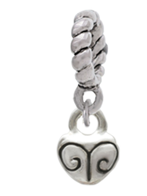 Mini Scroll Heart Rope Charm Bead Dangle