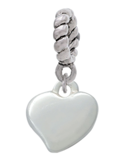 Small 2-D Puffy Heart Rope Charm Bead Dangle