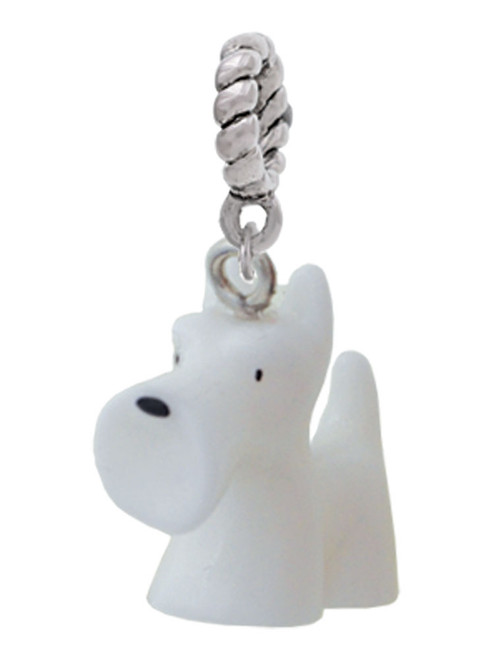 Resin White Scottie Dog Rope Charm Bead Dangle