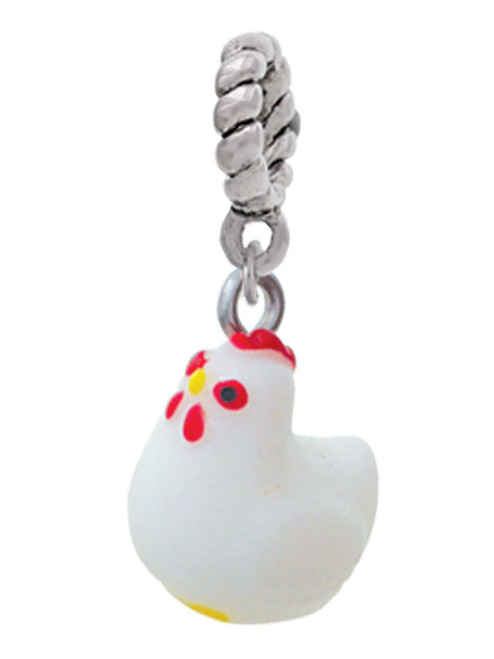 Resin White Chicken Rope Charm Bead Dangle