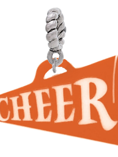 Acrylic 1.25" Orange Cheer Megaphone Rope Charm Bead Dangle