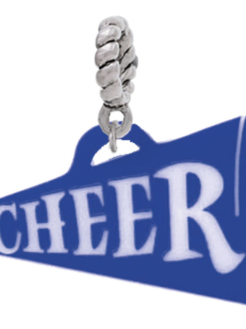 Acrylic 1.25" Royal Blue Cheer Megaphone Rope Charm Bead Dangle