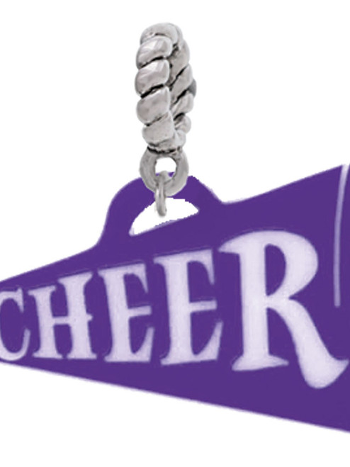 Acrylic 1.25" Purple Cheer Megaphone Rope Charm Bead Dangle