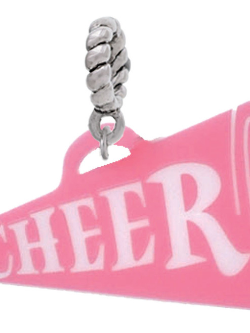 Acrylic 1.25" Pink Cheer Megaphone Rope Charm Bead Dangle