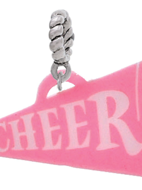 Acrylic 1.25" Hot Pink Cheer Megaphone Rope Charm Bead Dangle