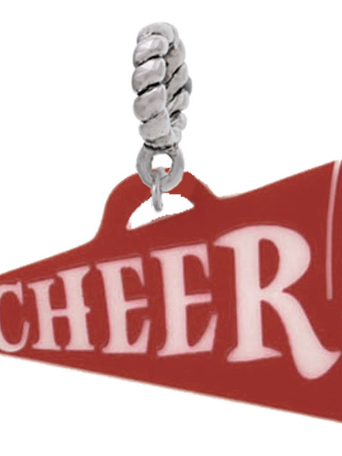 Acrylic 1.25" Maroon Cheer Megaphone Rope Charm Bead Dangle