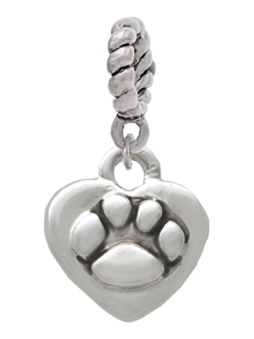 Mini Heart with Paw Rope Charm Bead Dangle