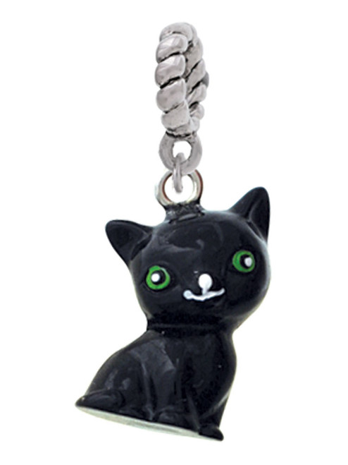 Resin Black Cat Rope Charm Bead Dangle