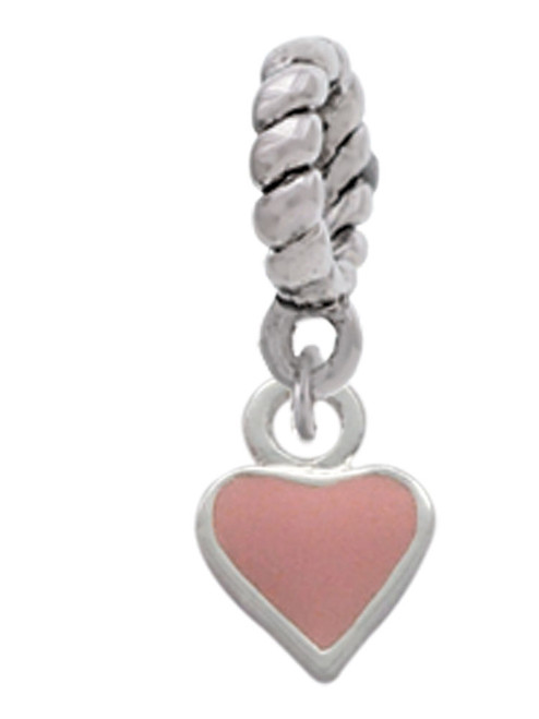 Mini Two Sided Pink Heart Rope Charm Bead Dangle