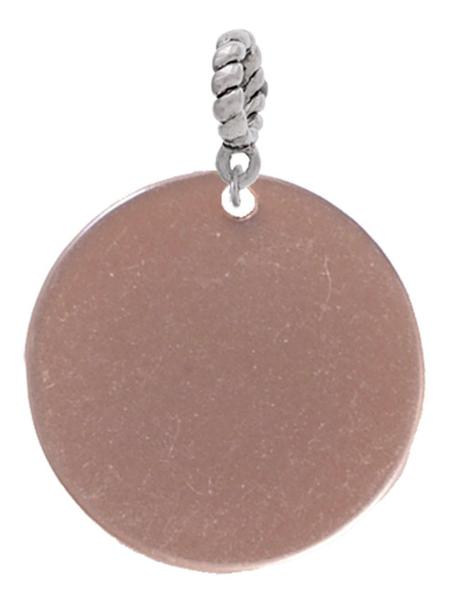 Acrylic 1 1/8" Disc Rose Gold Tone Rope Charm Bead Dangle