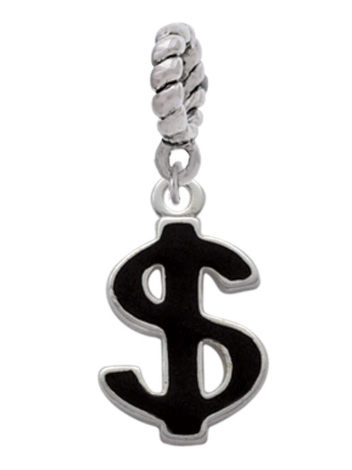 Black Dollar Sign Rope Charm Bead Dangle