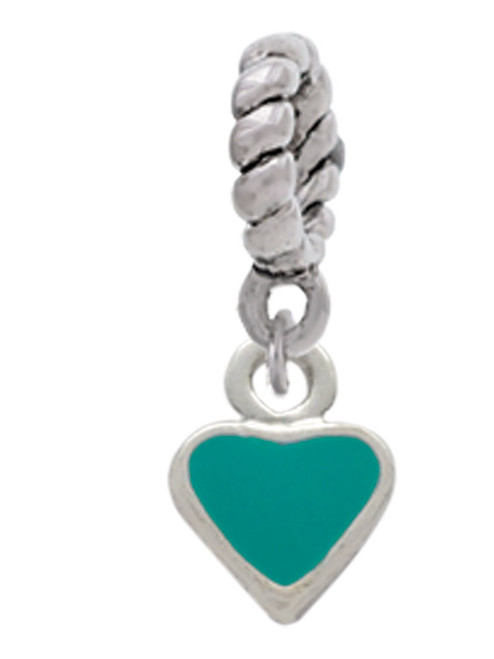 Mini Two Sided Teal Heart Rope Charm Bead Dangle
