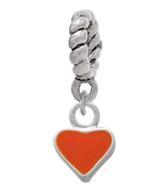 Mini Two Sided Orange Heart Rope Charm Bead Dangle