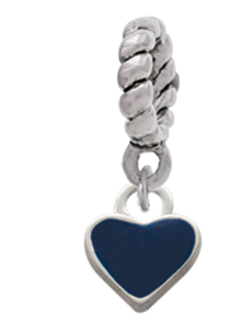 Mini Two Sided Blue Heart Rope Charm Bead Dangle