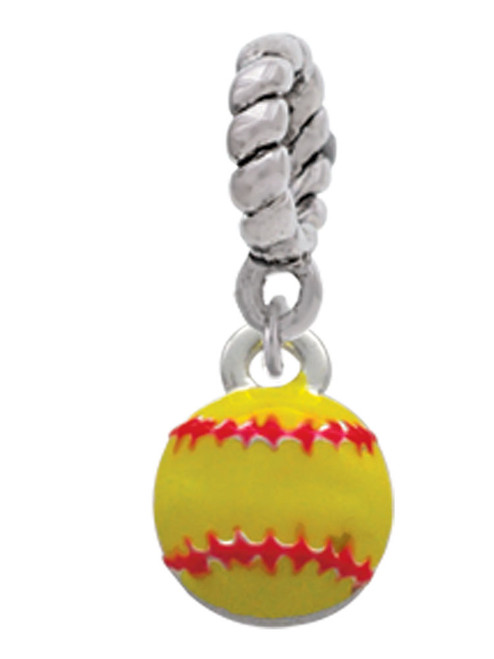Mini Softball optic yellow Rope Charm Bead Dangle