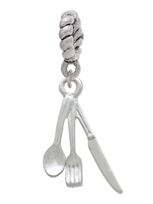 Fork Knife and Spoon Rope Charm Bead Dangle