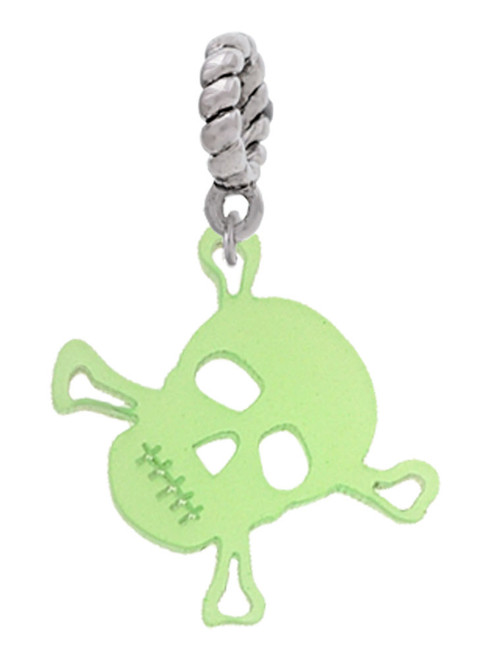 Acrylic Small Lime Green Skull Rope Charm Bead Dangle