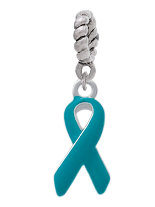 Teal Ribbon Rope Charm Bead Dangle