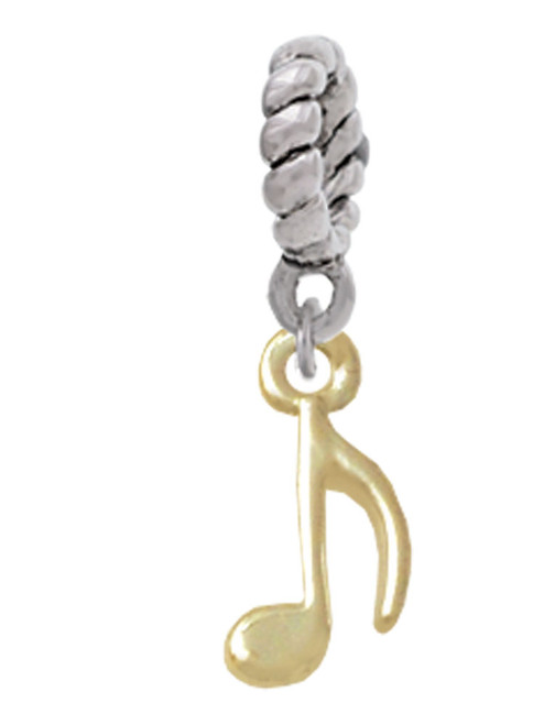 Mini Gold Tone Eighth Note Rope Charm Bead Dangle