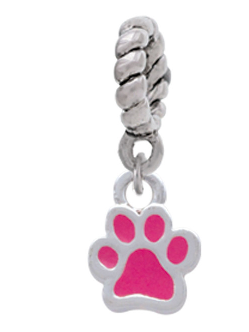 Mini Translucent Hot Pink Paw Rope Charm Bead Dangle