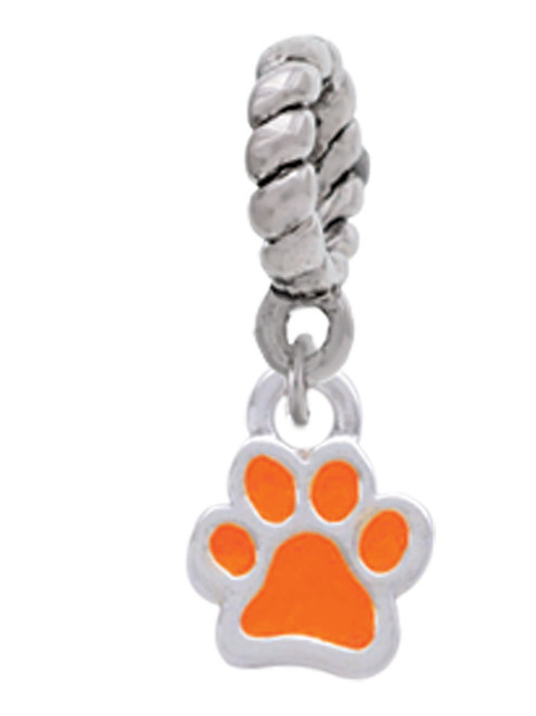 Mini Translucent Orange Paw Rope Charm Bead Dangle