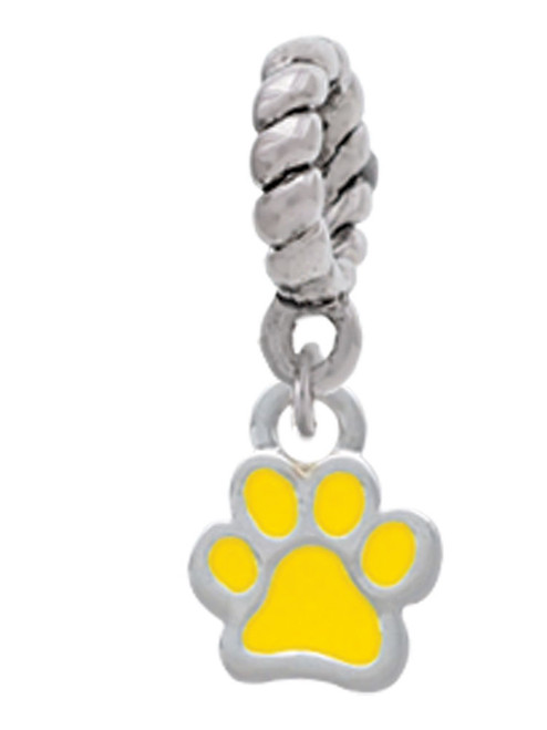 Mini Translucent Yellow Paw Rope Charm Bead Dangle