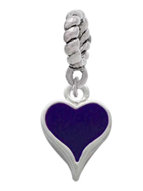 Small Long Purple Heart Rope Charm Bead Dangle
