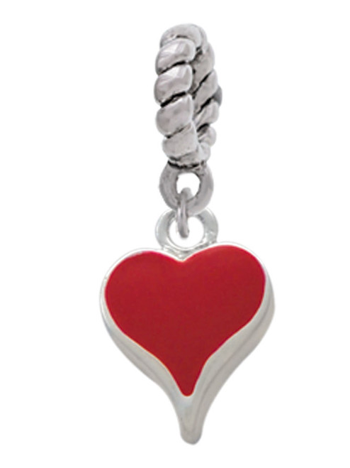 Small Long Red Heart Rope Charm Bead Dangle