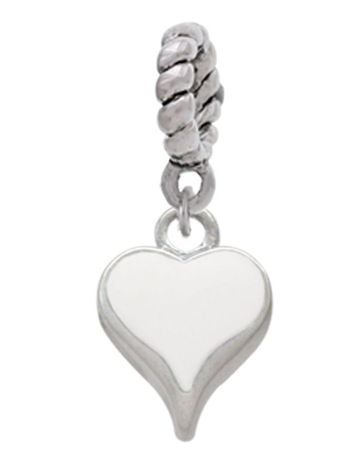 Small Long White Heart Rope Charm Bead Dangle