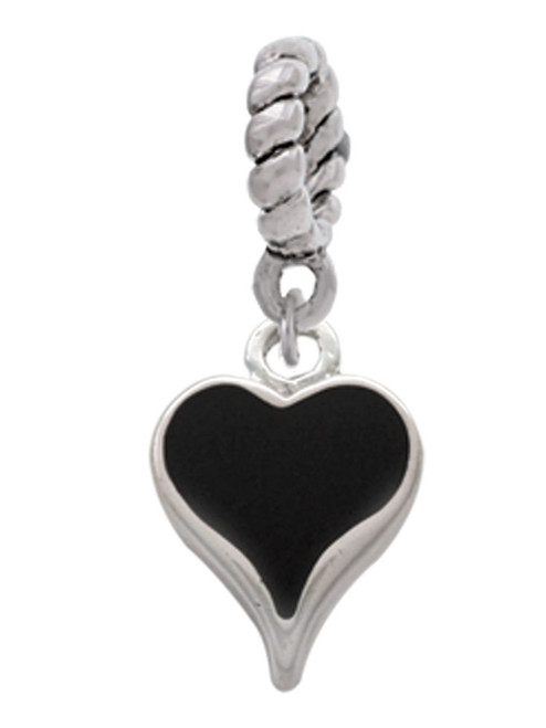 Small Long Black Heart Rope Charm Bead Dangle