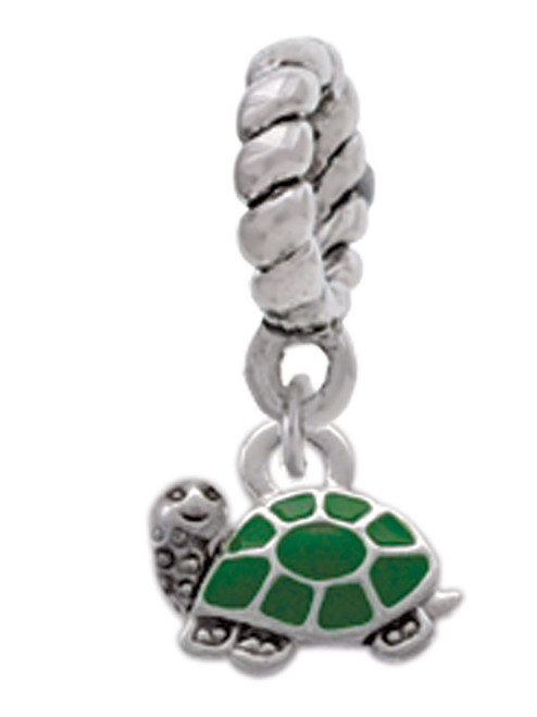 Mini Green Turtle - Side Rope Charm Bead Dangle