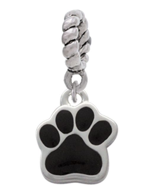 Small Black Paw Rope Charm Bead Dangle