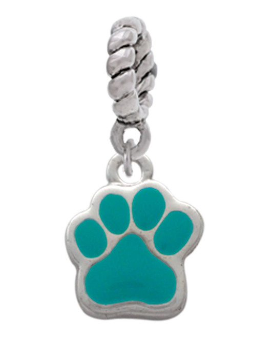 Small Teal Paw Rope Charm Bead Dangle