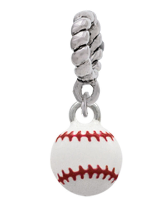 Mini Enamel Baseball Rope Charm Bead Dangle