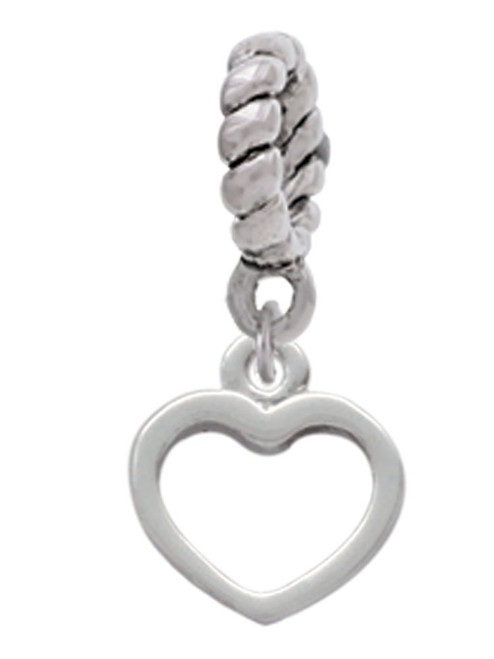 Mini Outline Heart Rope Charm Bead Dangle
