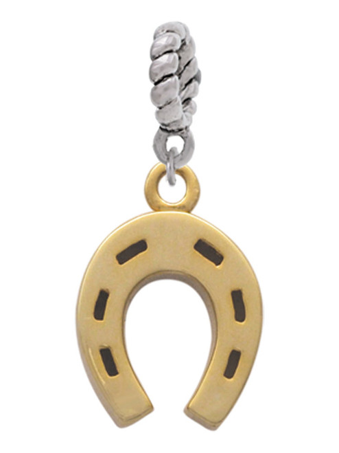 Gold Tone Horseshoe Rope Charm Bead Dangle