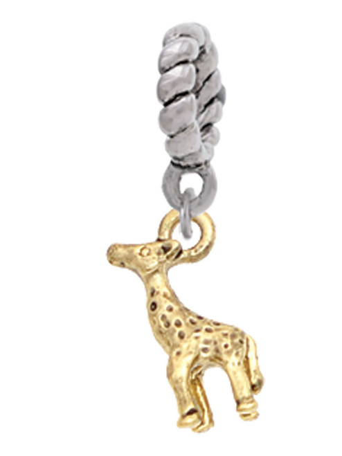 Gold Tone Mini Giraffe Rope Charm Bead Dangle