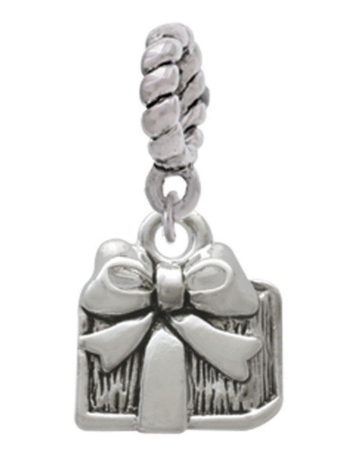 Small Antiqued Present Rope Charm Bead Dangle