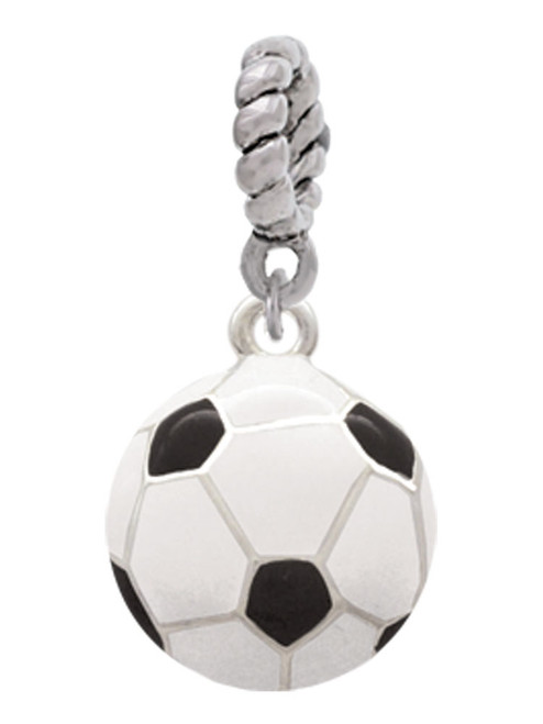 Large Enamel Soccer ball Rope Charm Bead Dangle